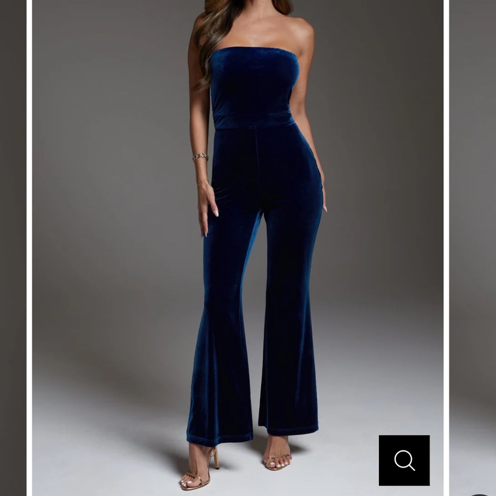 bebe Strapless Velvet Jumpsuit